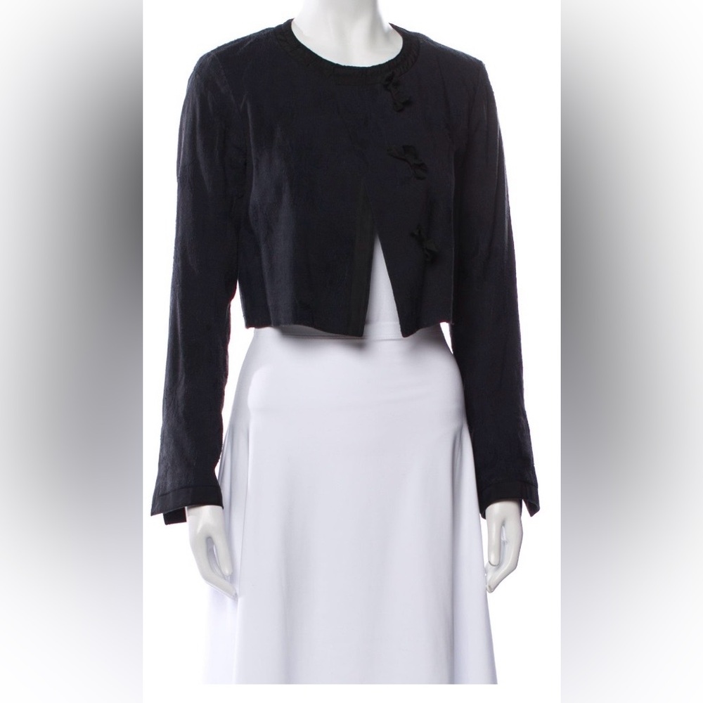Dries Van Noten Cropped Black Linen-Blend Bolero